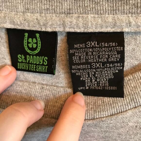 St. Paddy’s Lucky Tee Shirt 3XL gray men t-shirt - Picture 5 of 8